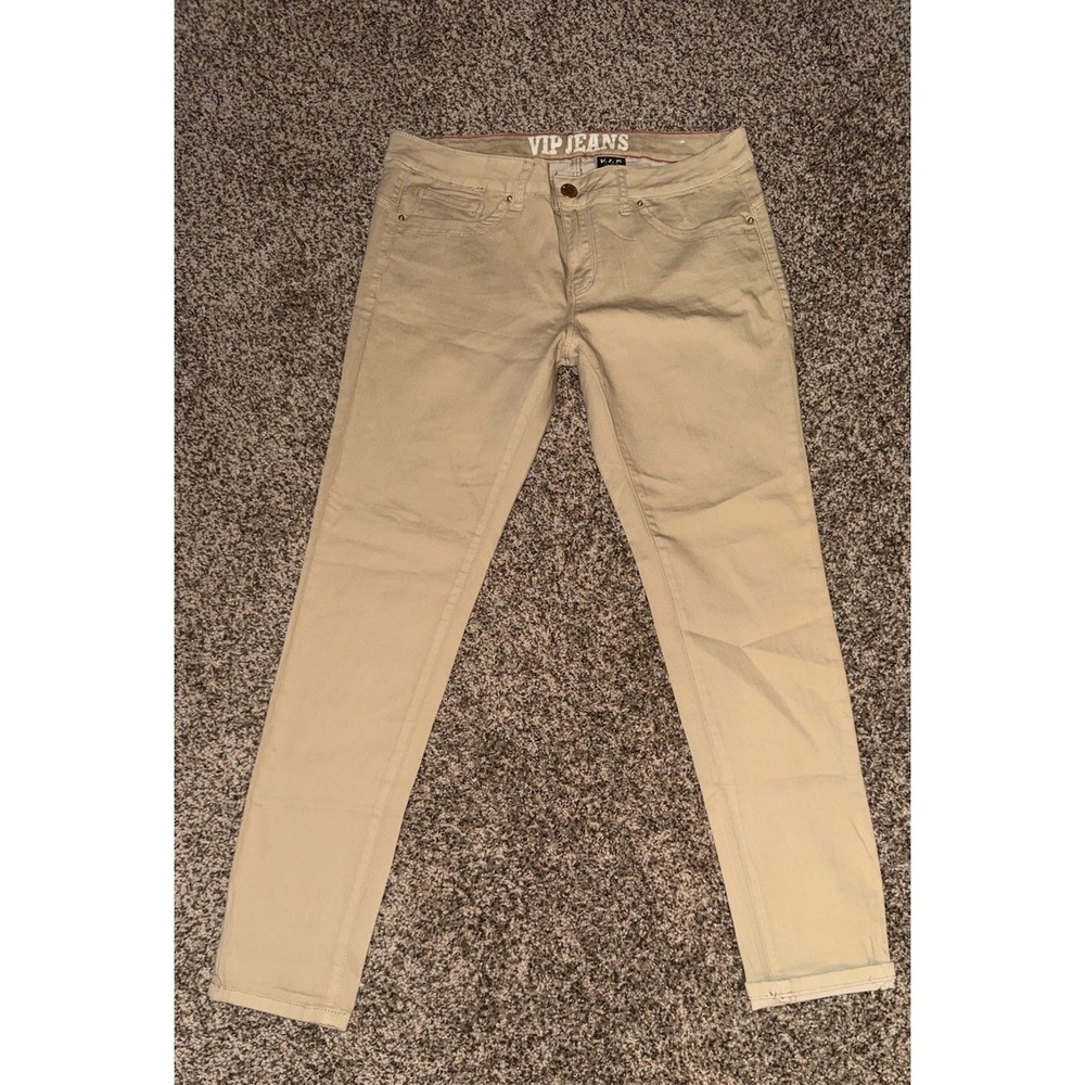 Women's VIP Jeans Khaki Tan Skinny Mid Rise Size 13/14 Cotton/Spandex